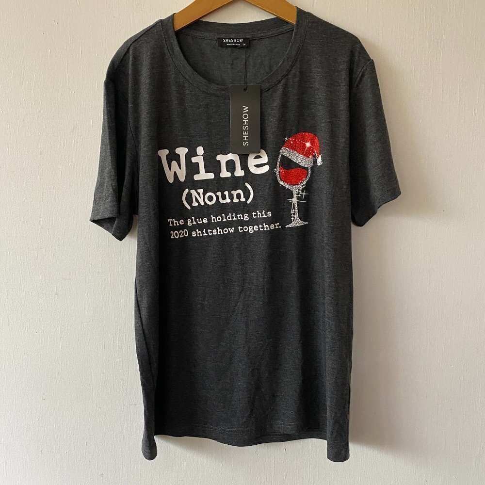 Wine Definition T-shirt Sheshow Womens Medium Gray‎ NWT Wine 2020 Kitschy Gift